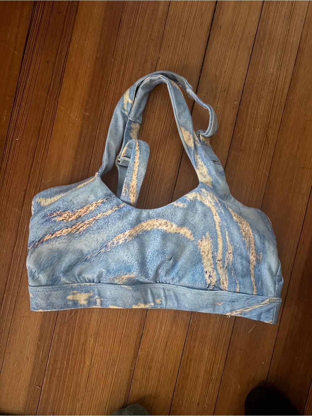 Blue marble sports bra
